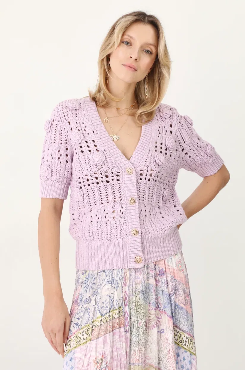 Medicine cardigan femei, culoarea violet, călduros