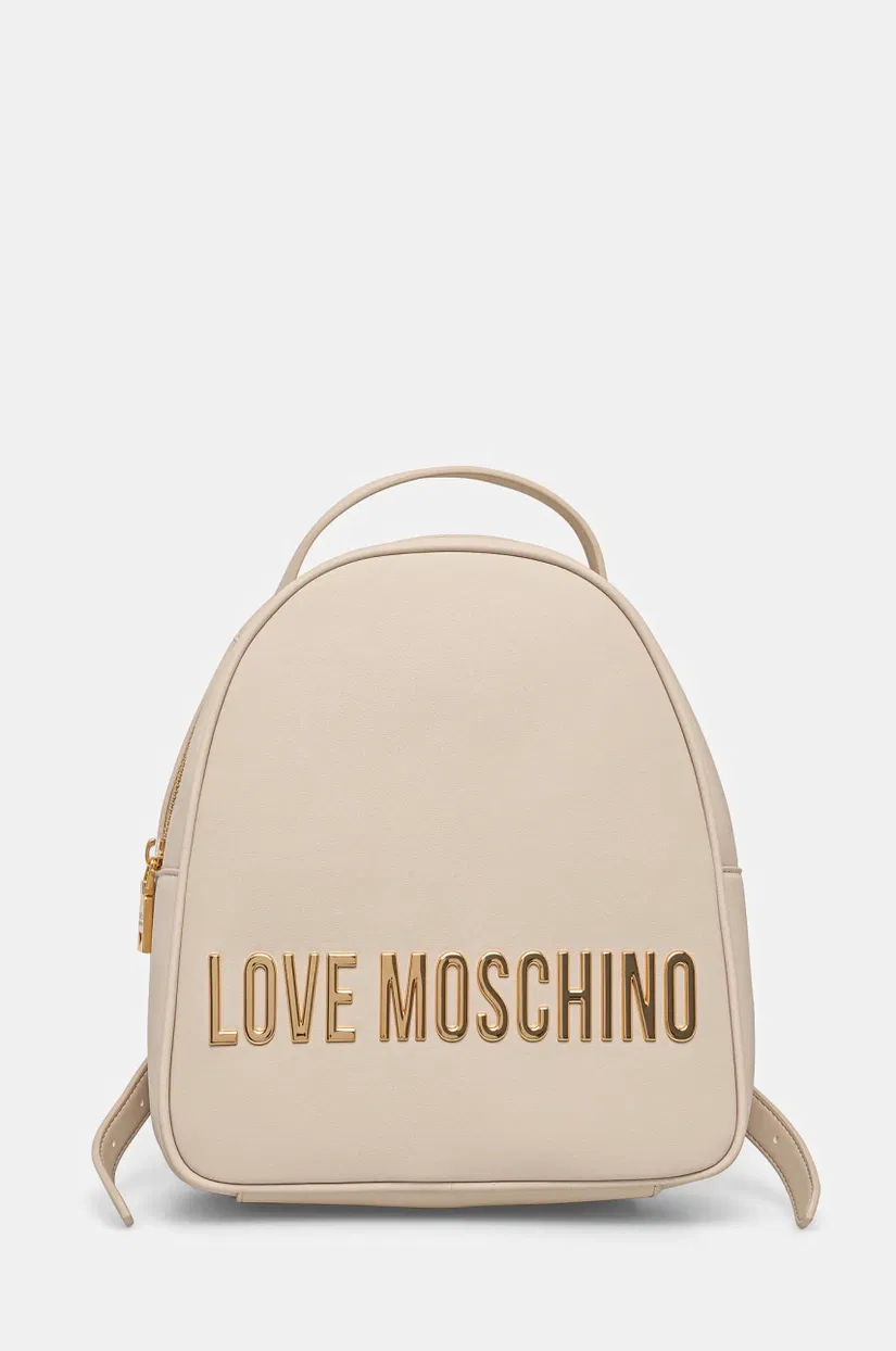 Love Moschino rucsac femei, culoarea bej, mic, cu imprimeu, JC4197PP1