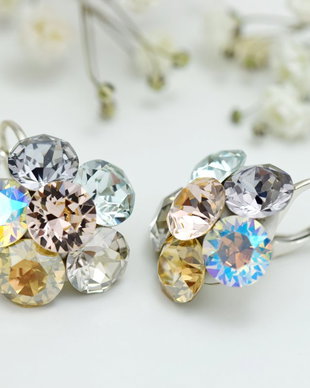 Cercei Swarovski  Big Chaton Flower / Argint 925