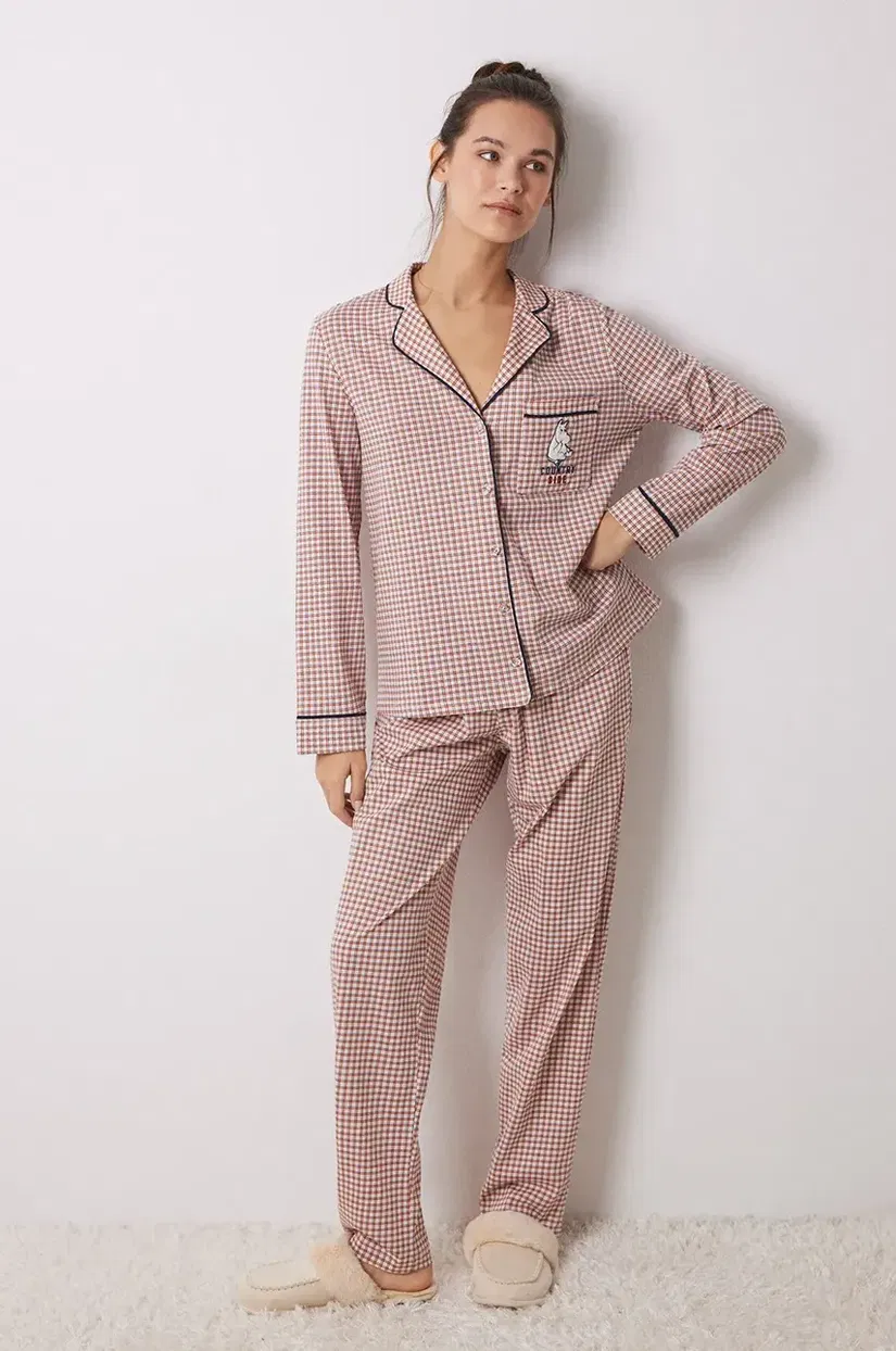 women'secret pijamale de bumbac MOOMIN culoarea portocaliu, bumbac, 3138616