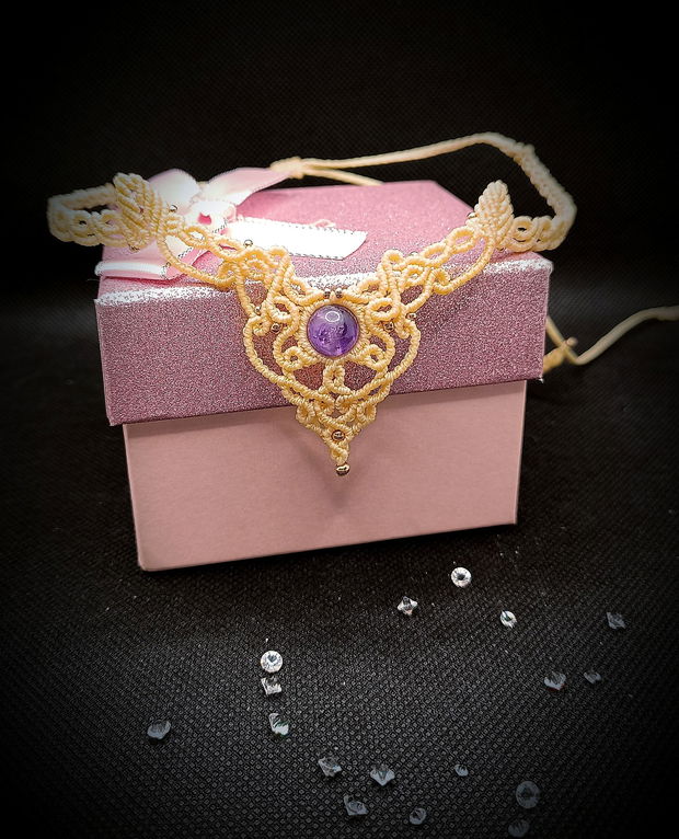 Colier micromacrame fairy cu Ametist