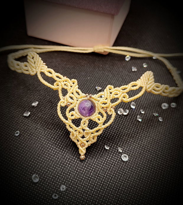 Colier micromacrame fairy cu Ametist
