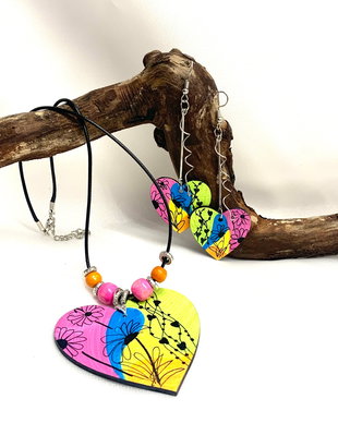 Set bijuterii handmade unicat -pictat manual  00467