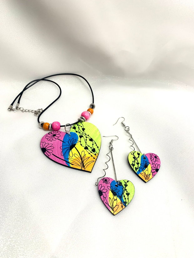 Set bijuterii handmade unicat -pictat manual 00467