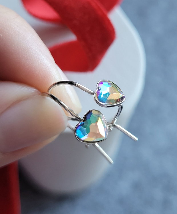 Cercei argint 92.5 cu inimioare Swarovski Crystal