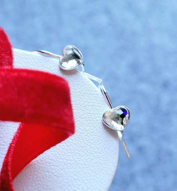 Cercei argint 92.5 cu inimioare Swarovski Crystal