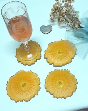 Orange sensation - set de 4 coastere din rășină epoxidică