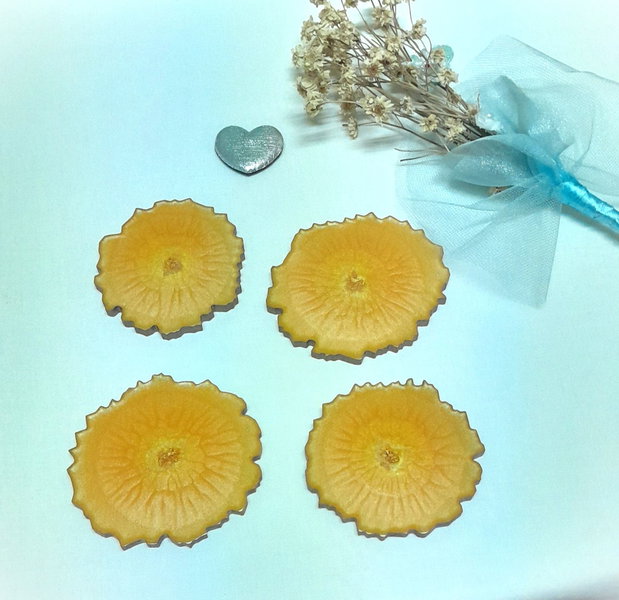 Orange sensation - set de 4 coastere din rășină epoxidică