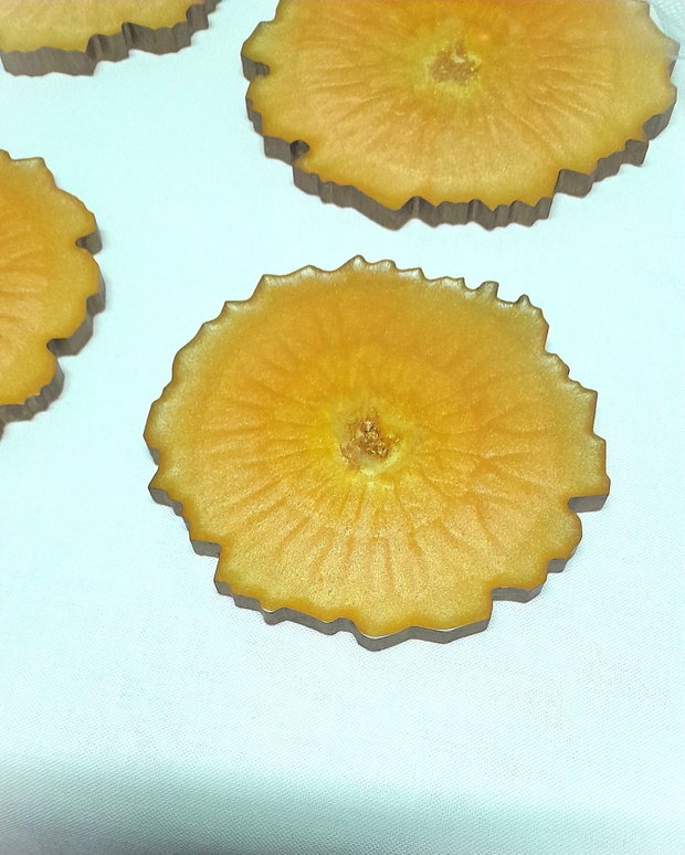 Orange sensation - set de 4 coastere din rășină epoxidică