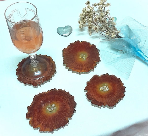 Autumn inspiration - set de 4 coastere din rășină epoxidică