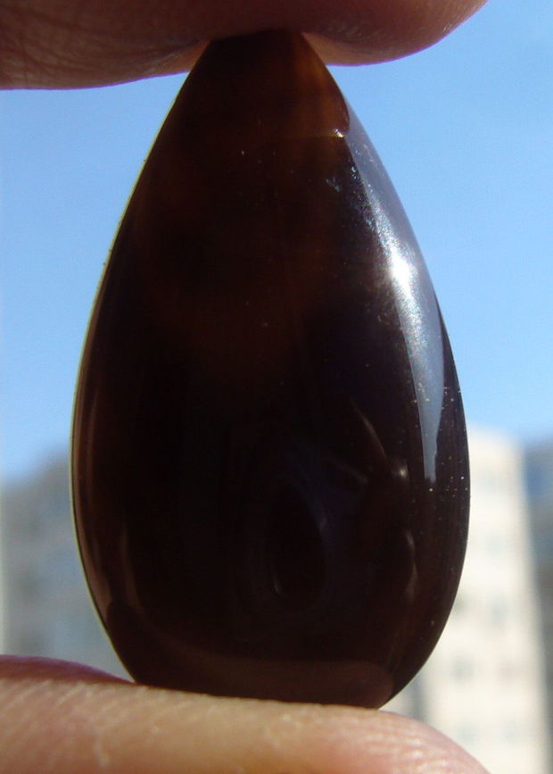 Agata neagra lacrima cabochon aprox 29.5x15x5.8 mm