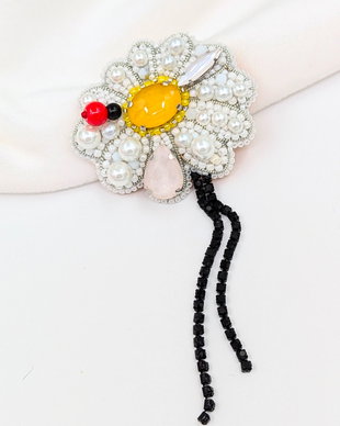 Broșă Margaretă cu Gărgăriță - Ladybug Daisy
