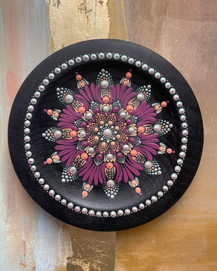 Mandala pe suport de lemn