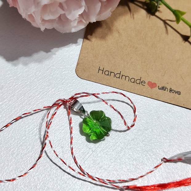 Martisor pandantiv argint trifoi Swarovski