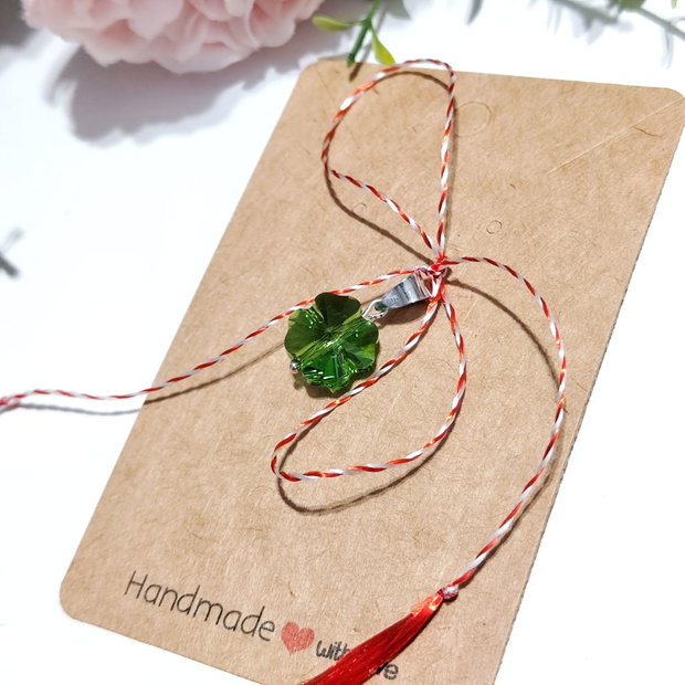 Martisor pandantiv argint trifoi Swarovski