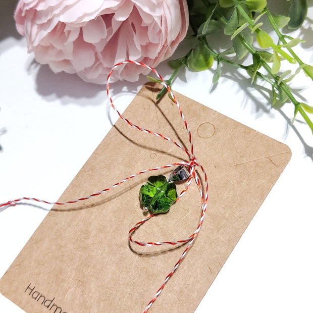 Martisor pandantiv argint trifoi Swarovski