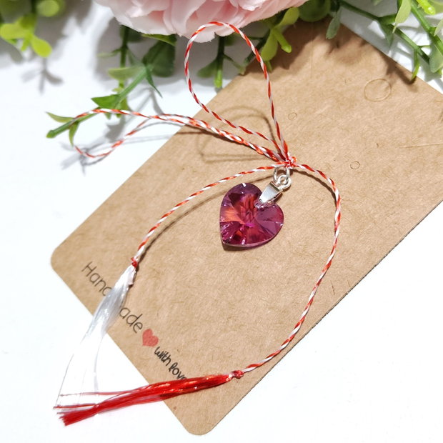 Pandantiv inima Swarovski martisor argint