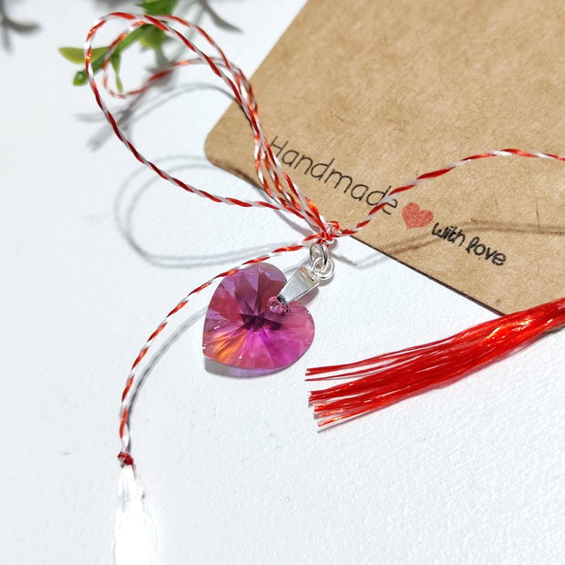 Pandantiv inima Swarovski martisor argint