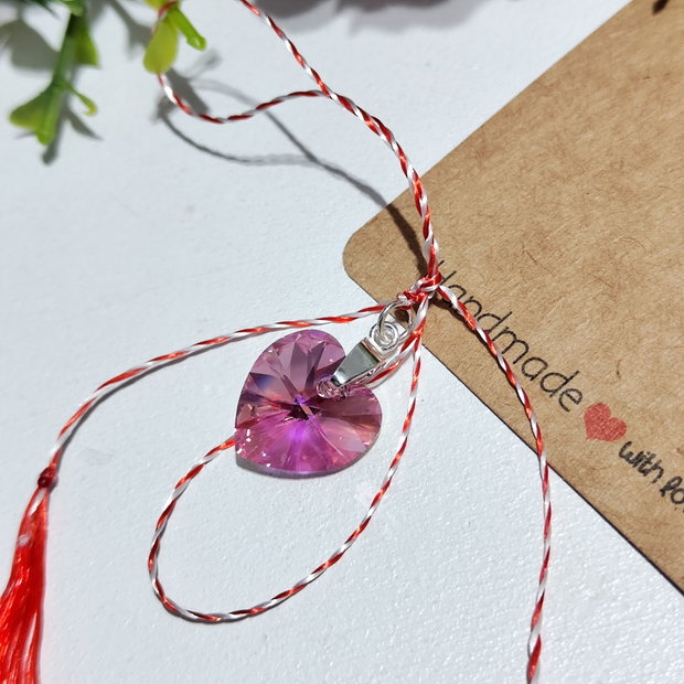Pandantiv inima Swarovski martisor argint