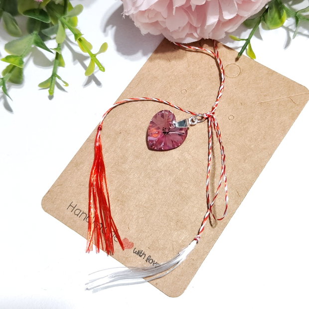 Pandantiv inima Swarovski martisor argint