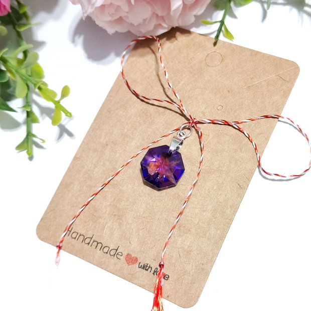 Martisor pandantiv argint Swarovski octagon