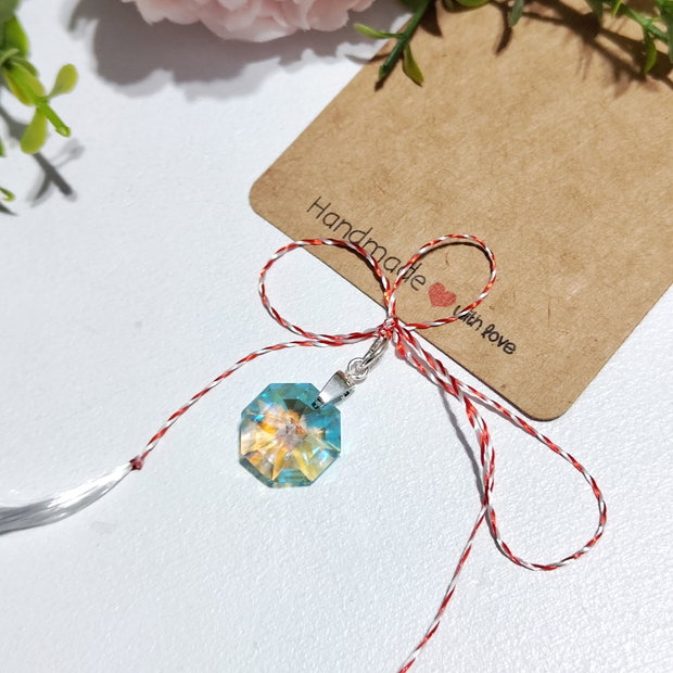 Martisor pandantiv argint Swarovski octagon