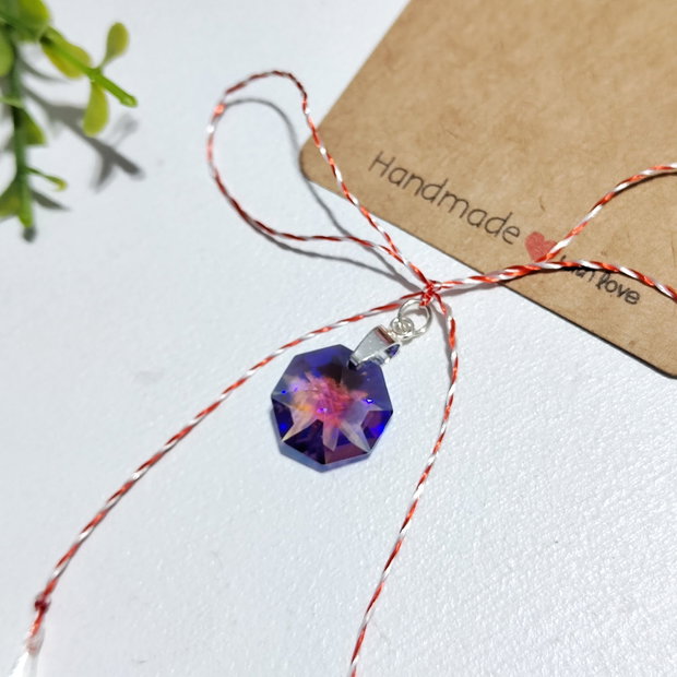Martisor pandantiv argint Swarovski octagon
