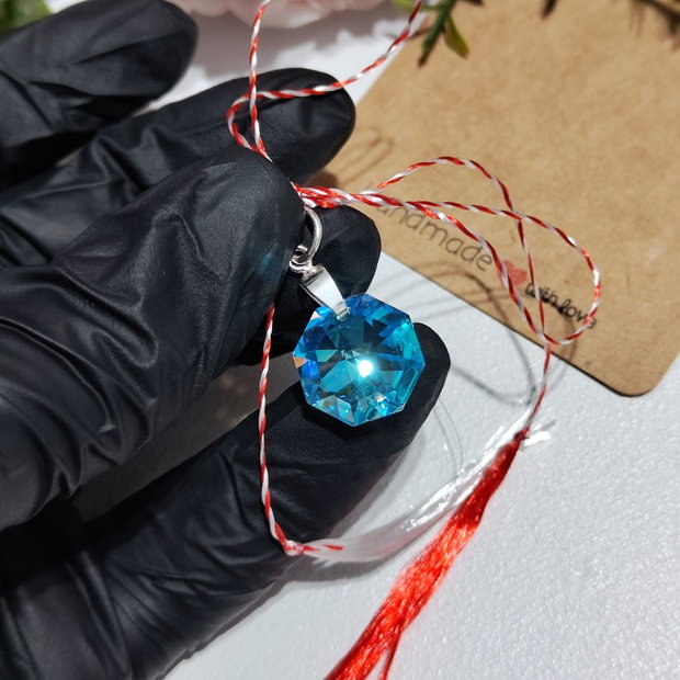 Martisor pandantiv argint Swarovski octagon