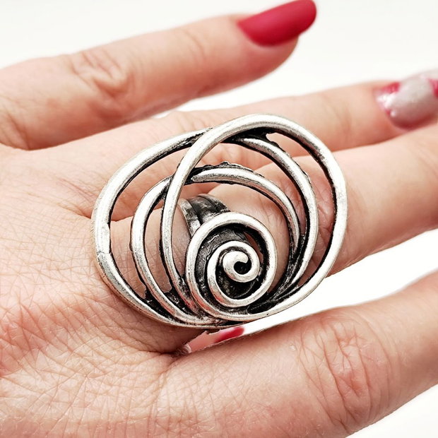 Inel metalic model spirale ovale, Inz024