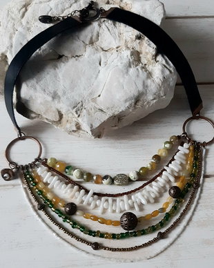 Colier statement verde agate