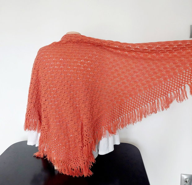 Eșarfă sal triunghiular fular crosetat manual