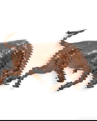 Taur furios-statueta din  bronz masiv