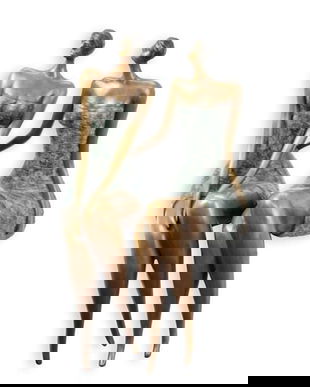 Doua femei-statueta moderna din bronz