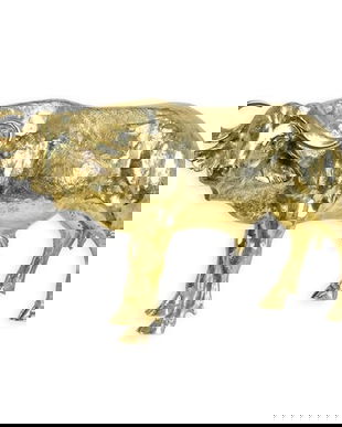 Bivol african-statueta din bronz auriu