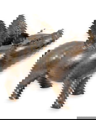 Purcelus zburand-statueta din bronz masiv