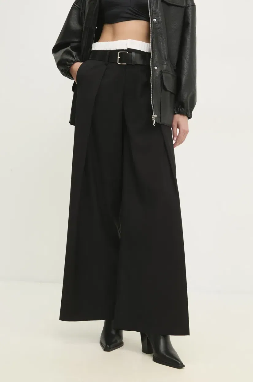 Answear Lab pantaloni femei, culoarea negru, lat, high waist