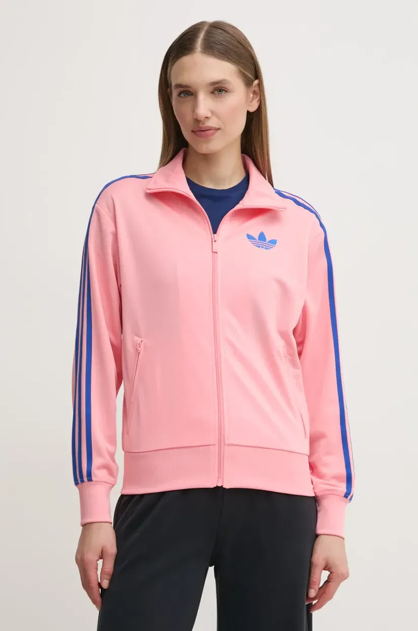 adidas Originals bluză Firebird femei, culoarea roz, cu imprimeu, JP2302