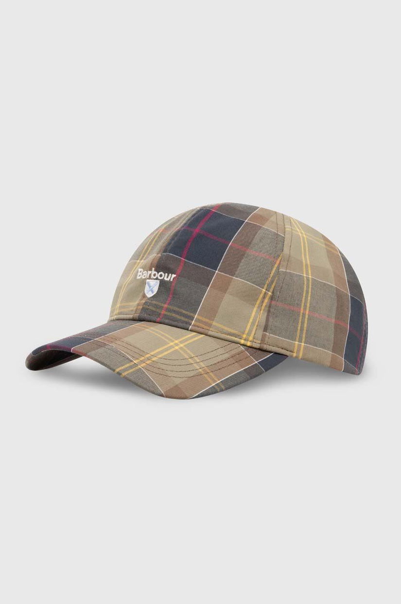 Barbour șapcă de baseball din bumbac Tartan Sports Cap culoarea verde, modelator, MHA0617