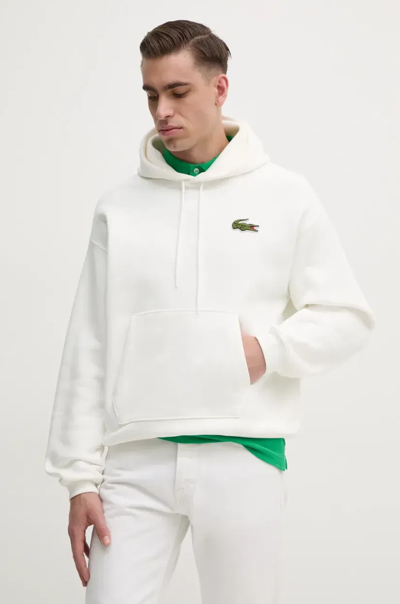 Lacoste hanorac de bumbac barbati, cu glugă, neted, SH2754