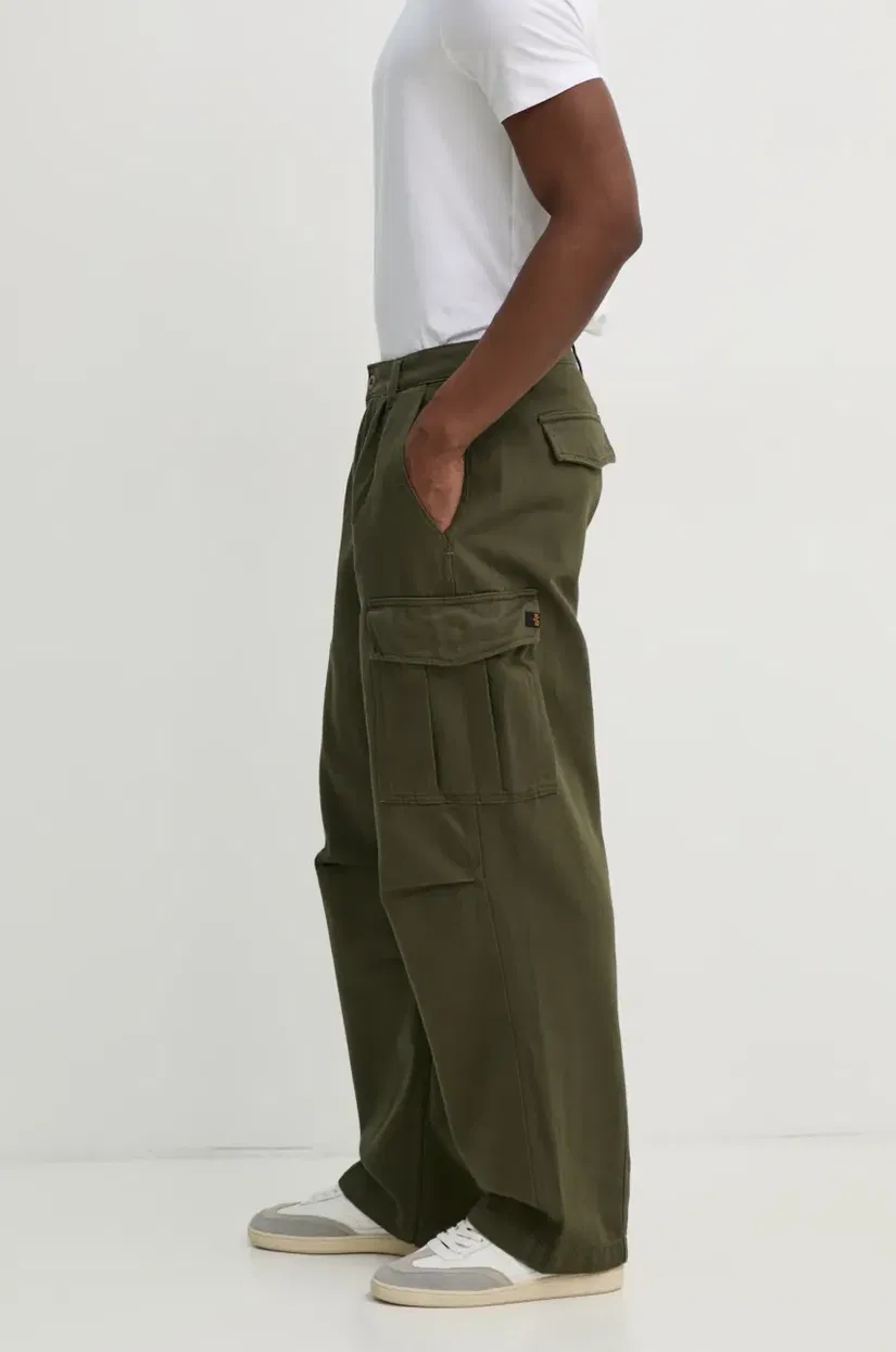 Alpha Industries pantaloni de bumbac Aircraft culoarea verde, cu fason cargo, 146200