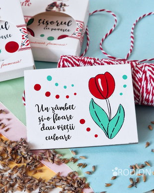 Martisor lalea magnet pictat manual personalizat cu mesaj