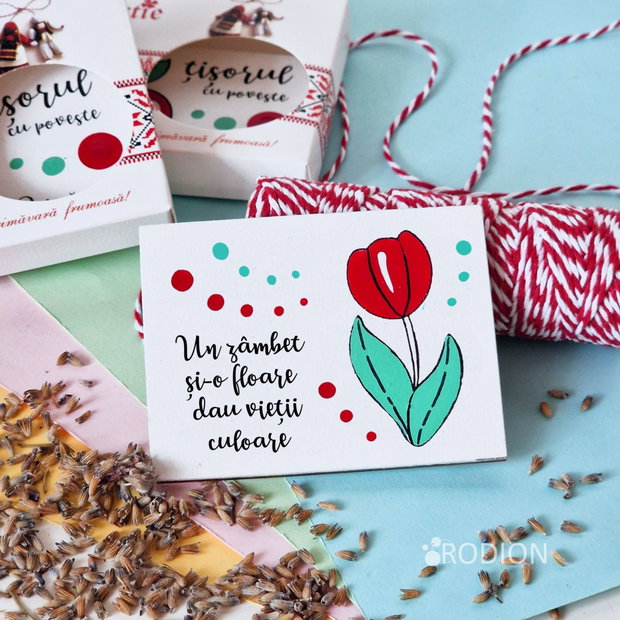 Martisor lalea magnet pictat manual personalizat cu mesaj