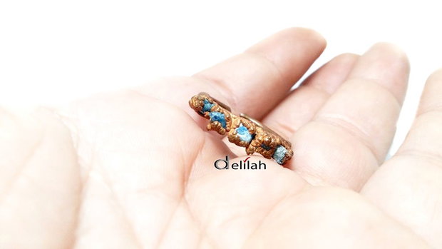 Inel din cupru electroformat si lapis lazuli IN126