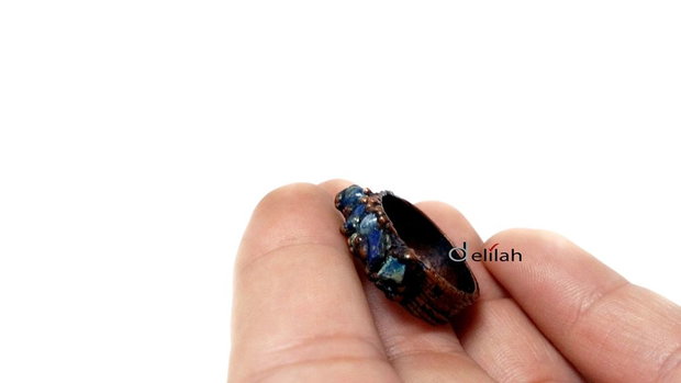 Inel lat din cupru electroformat si lapis IN121