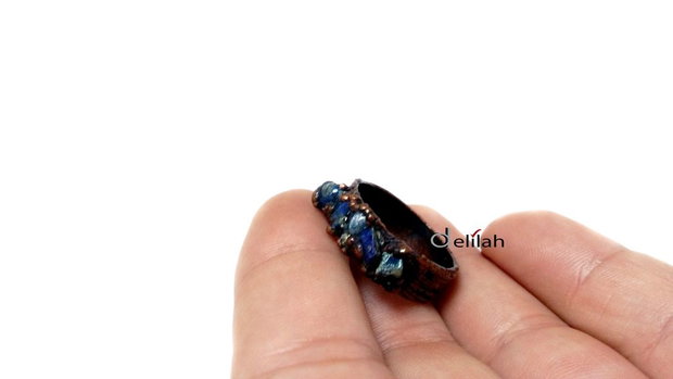 Inel lat din cupru electroformat si lapis IN121