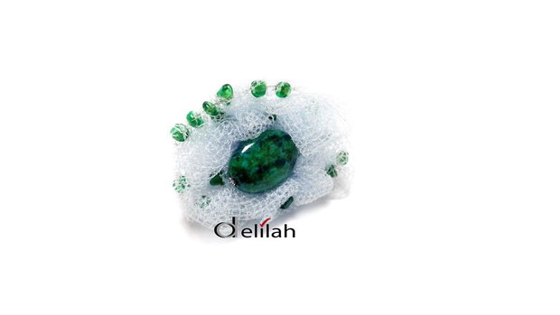 Inel din tulle roz lila, chrysocolla IN067
