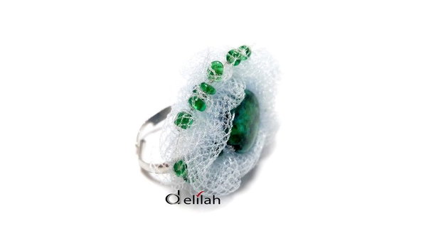 Inel din tulle roz lila, chrysocolla IN067