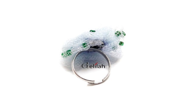 Inel din tulle roz lila, chrysocolla IN067