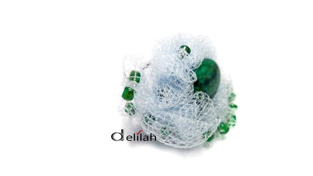 Inel din tulle roz lila, chrysocolla IN067