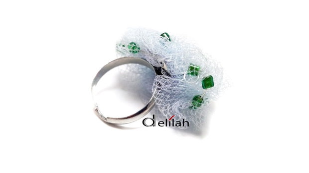 Inel din tulle roz lila, chrysocolla IN067